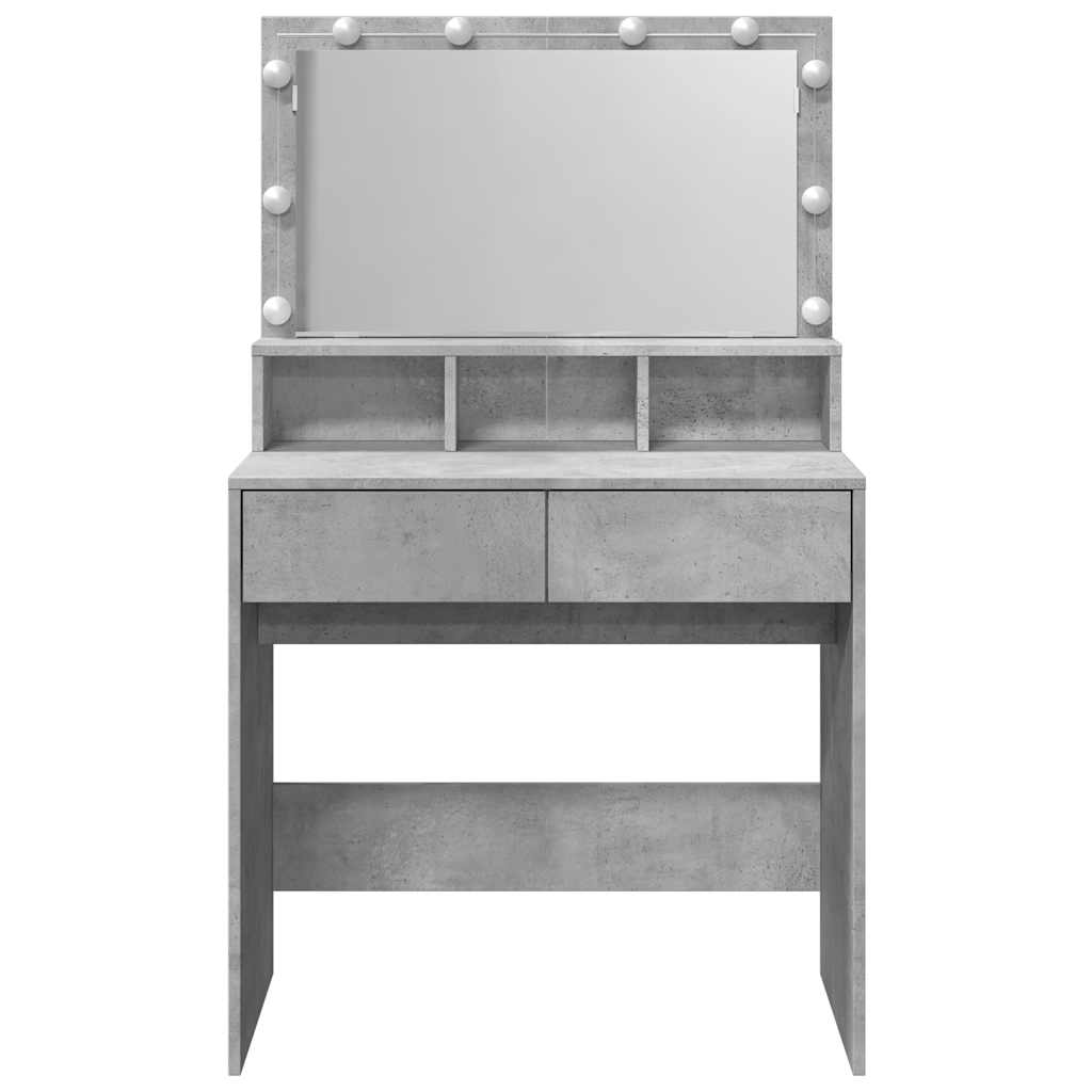 vidaXL Dressing Table with LED Concrete Grey 80x41x134.5 cm 5