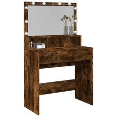 vidaXL Dressing Table with LED Smoked Oak 80x41x134.5 cm 4