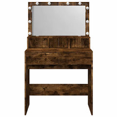 vidaXL Dressing Table with LED Smoked Oak 80x41x134.5 cm 5