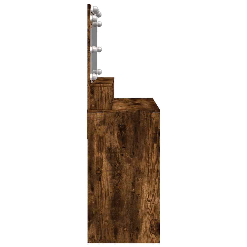 vidaXL Dressing Table with LED Smoked Oak 80x41x134.5 cm 6