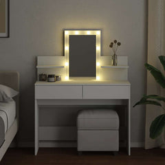 vidaXL Dressing Table with LED White 100x40x130 cm 3