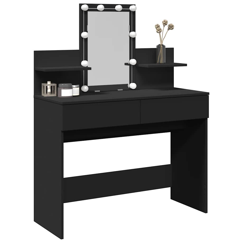 vidaXL Dressing Table with LED Black 100x40x130 cm 4