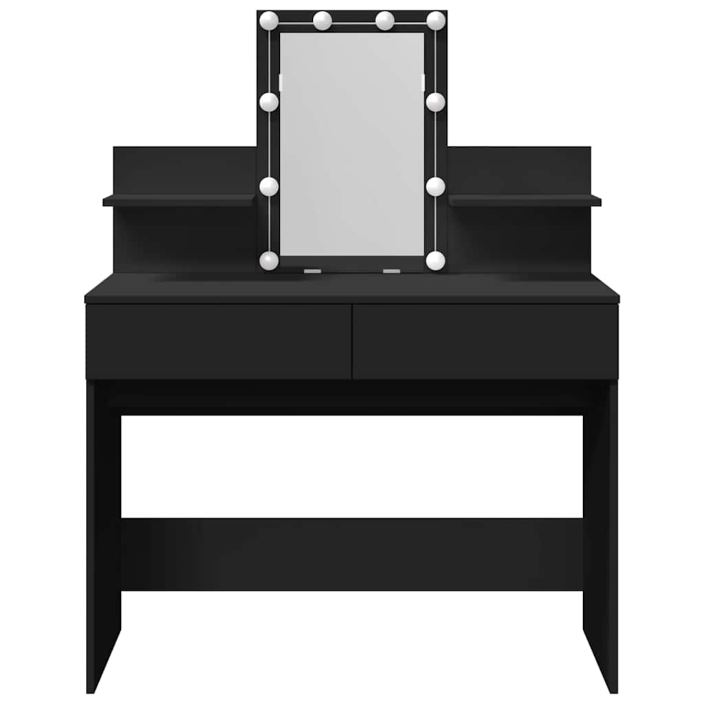vidaXL Dressing Table with LED Black 100x40x130 cm 5