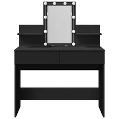 vidaXL Dressing Table with LED Black 100x40x130 cm 5