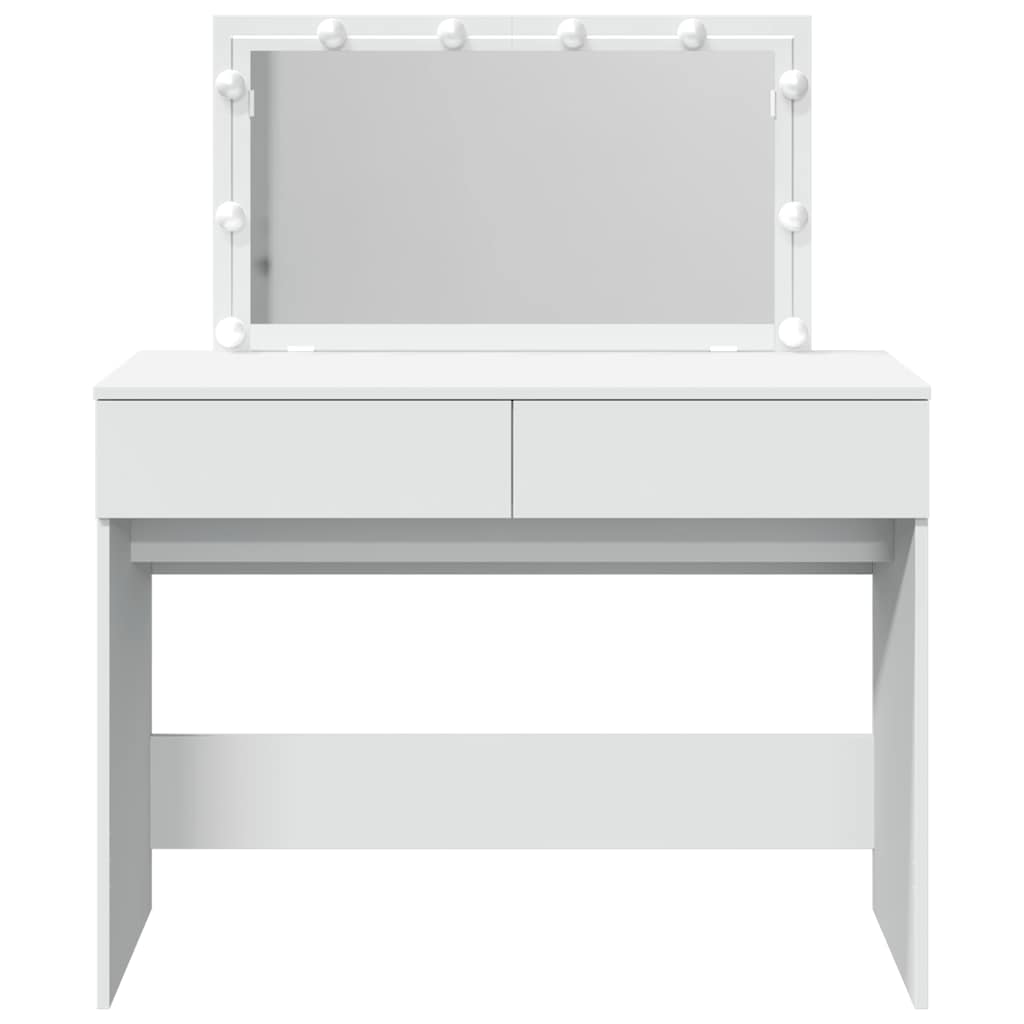vidaXL Dressing Table with LED White 100x40x120 cm 5