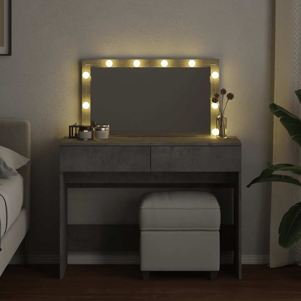 vidaXL Dressing Table with LED Concrete Grey 100x40x120 cm 3