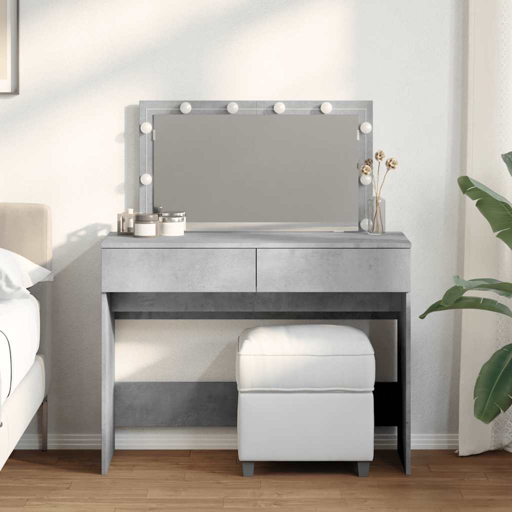 vidaXL Dressing Table with LED Concrete Grey 100x40x120 cm 1