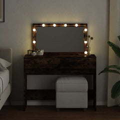 vidaXL Dressing Table with LED Smoked Oak 100x40x120 cm 3