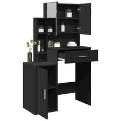 vidaXL Dressing Table with Cabinet Black 80x35x132 cm 4