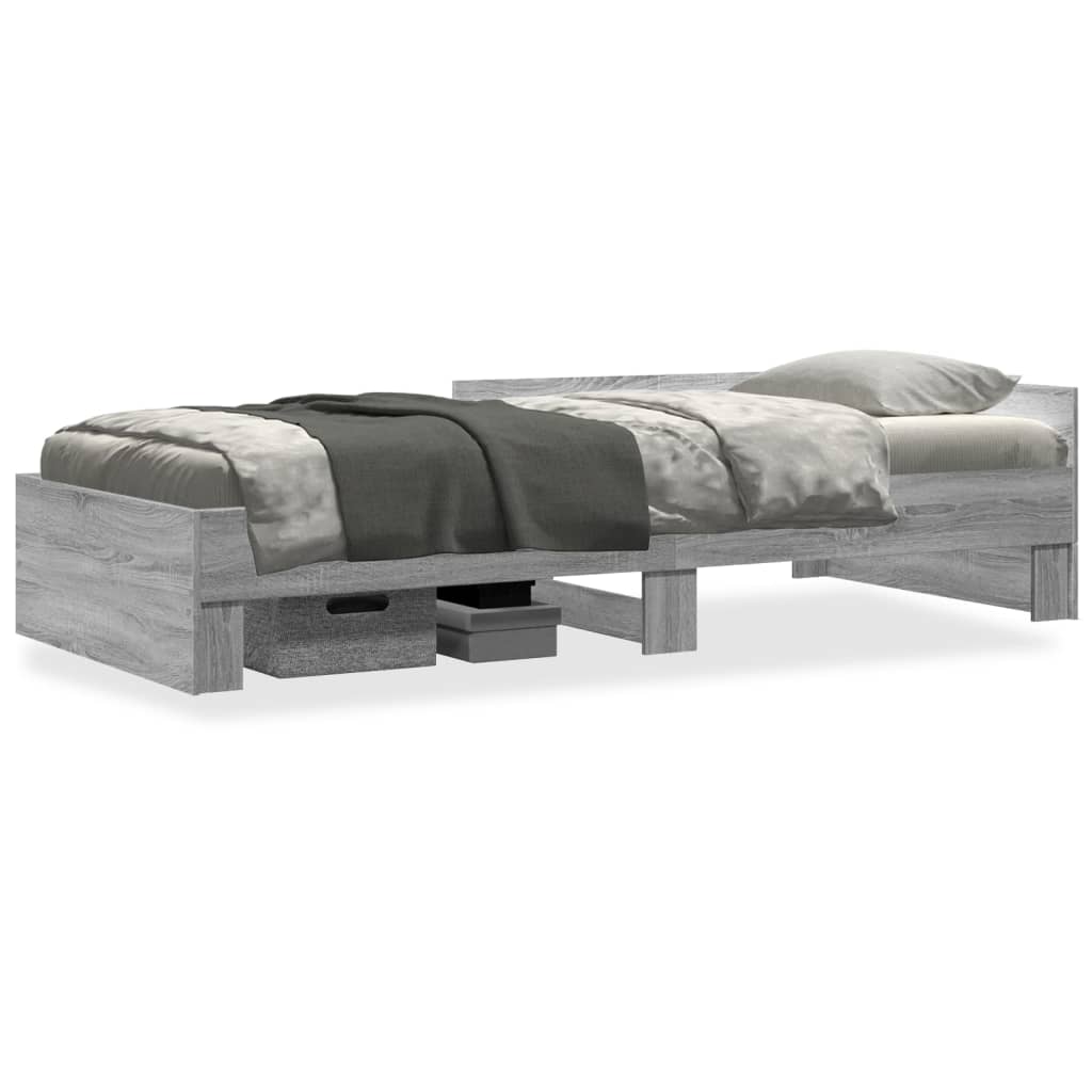 vidaXL Bed Frame without Mattress Grey Sonoma 100x200 cm Engineered Wood 2