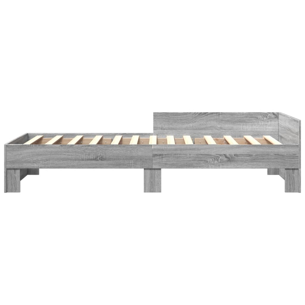 vidaXL Bed Frame without Mattress Grey Sonoma 100x200 cm Engineered Wood 4