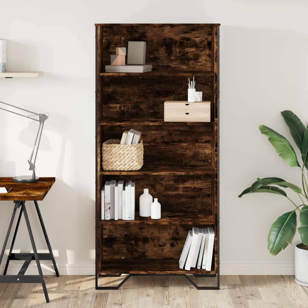 vidaXL Book Cabinet Smoked Oak 80x31x169 cm Engineered wood 3