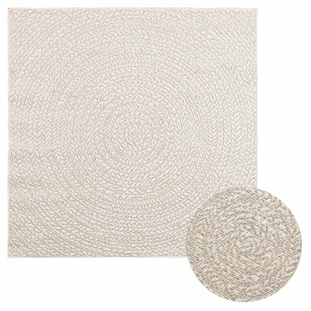 vidaXL Rug ZIZUR Cream 120x120 cm Jute Look Indoor and Outdoor 1