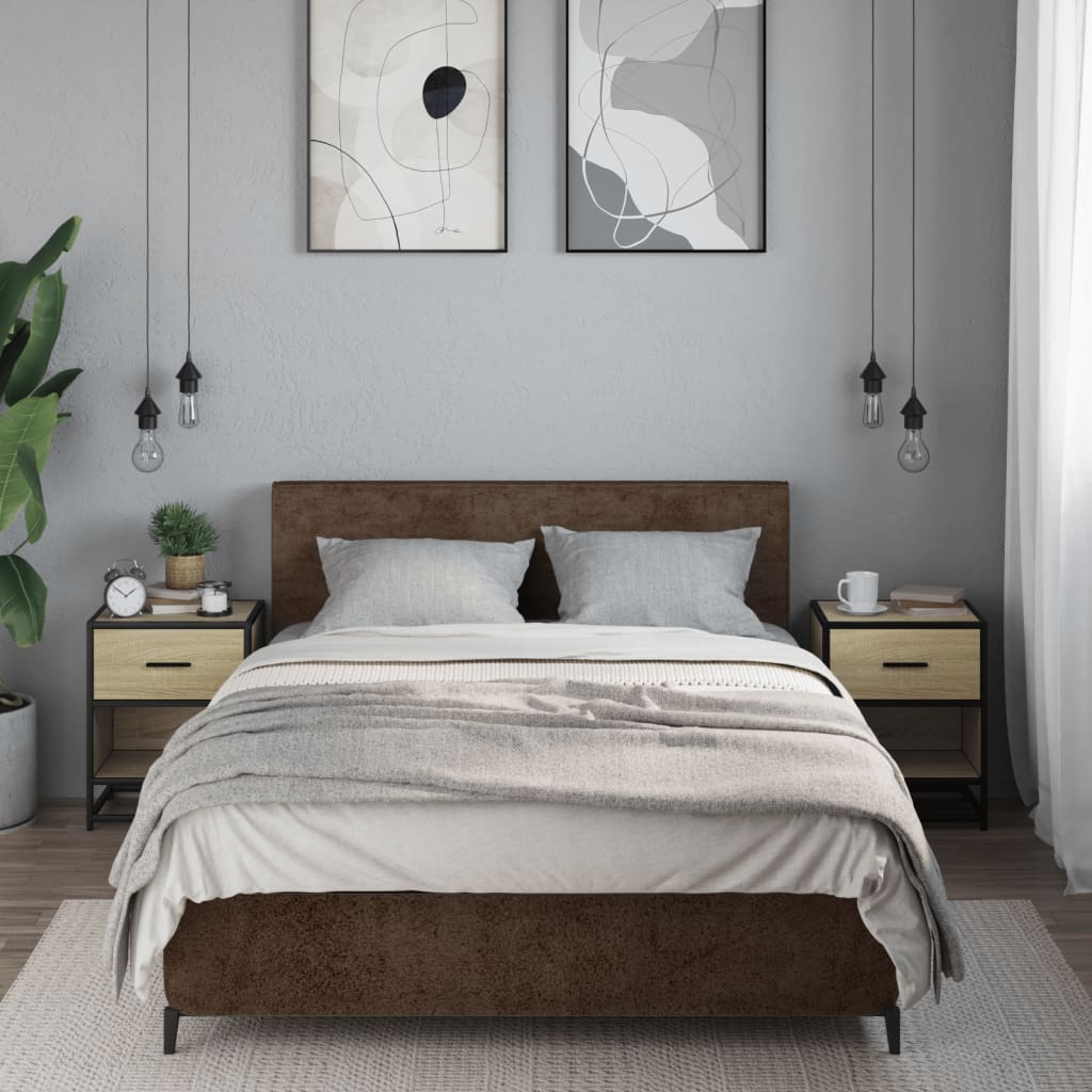 vidaXL Bedside Cabinets 2 pcs Sonoma Oak 40x31x50 cm Engineered Wood 3