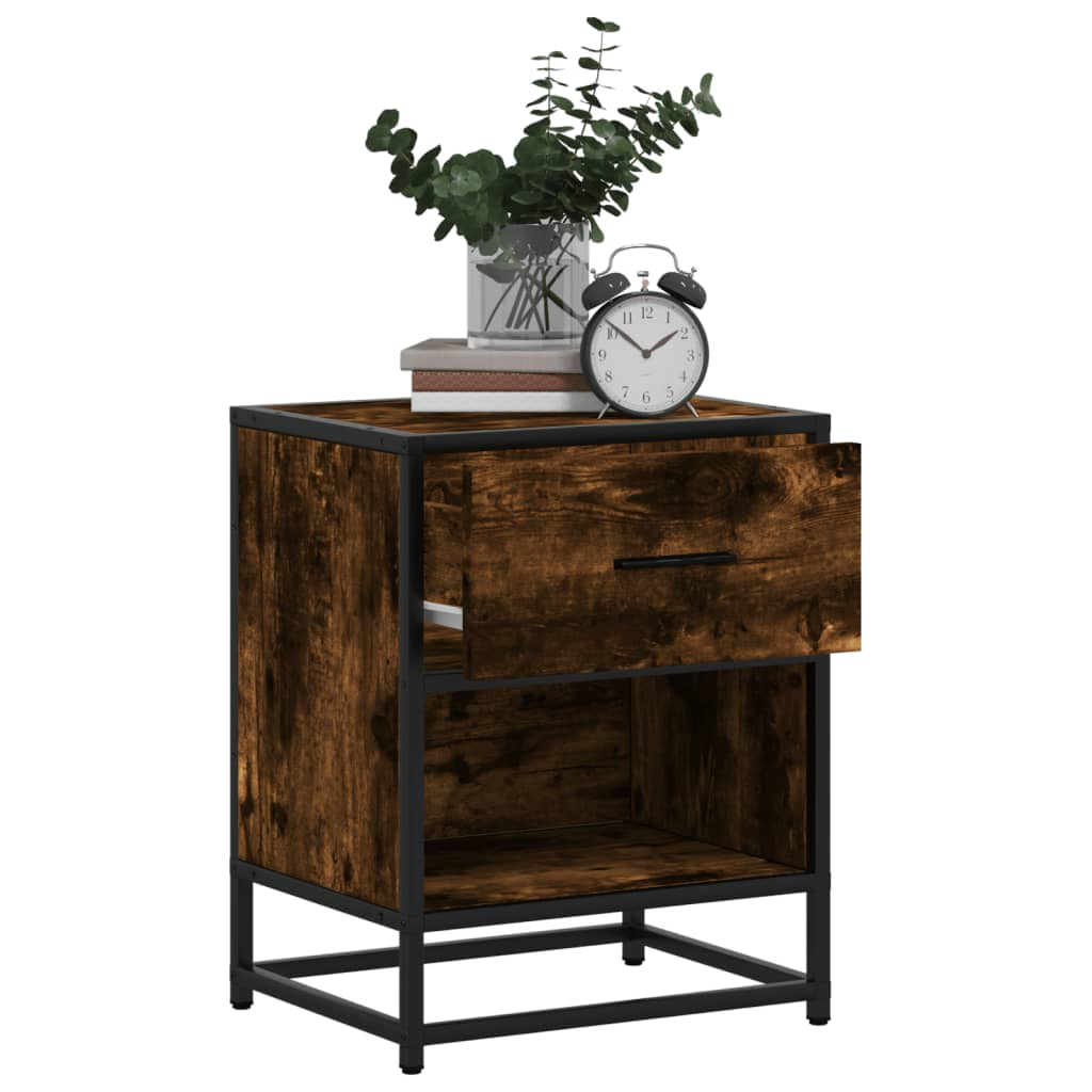 vidaXL Bedside Cabinet Smoked Oak 40x31x50 cm Engineered Wood 4