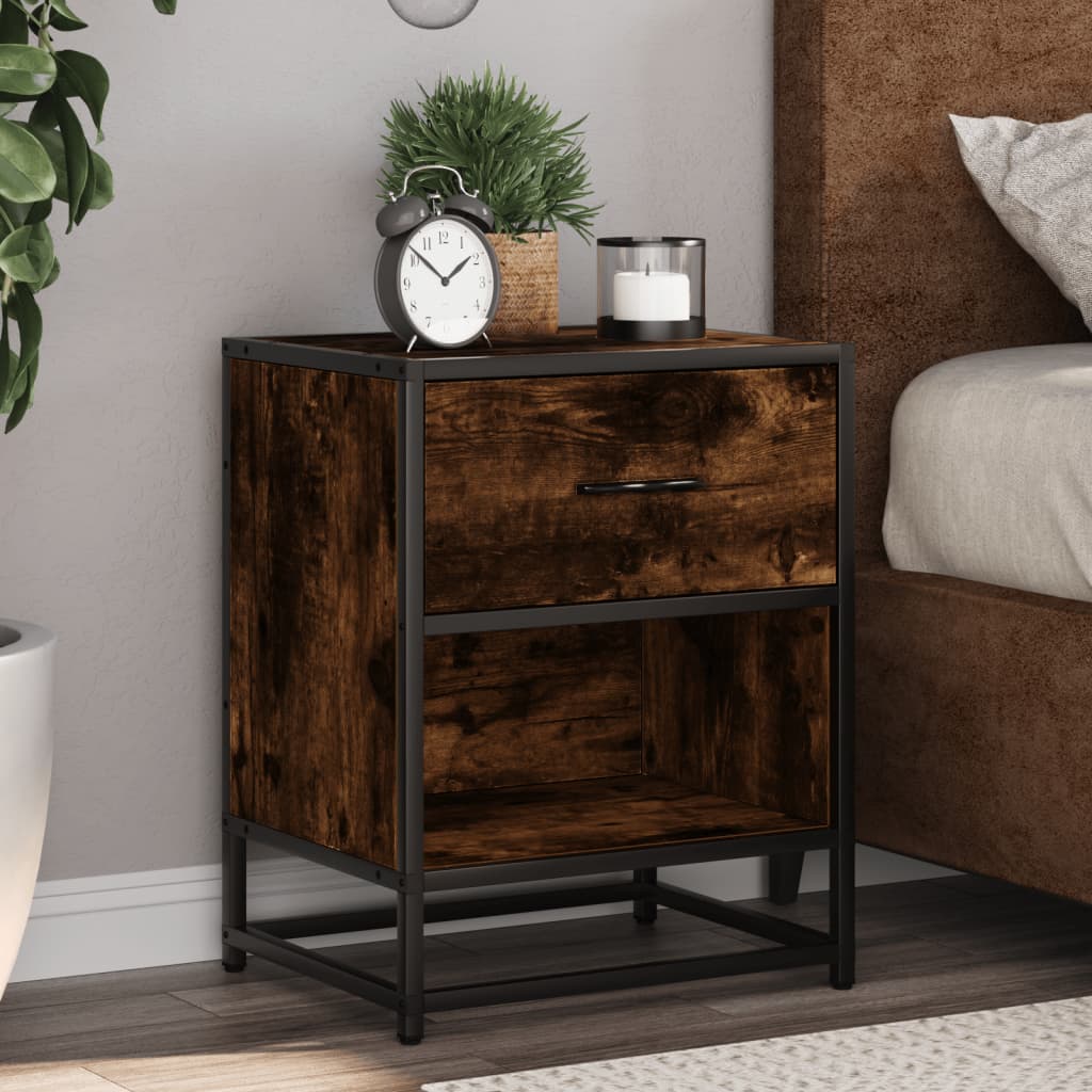 vidaXL Bedside Cabinet Smoked Oak 40x31x50 cm Engineered Wood 1
