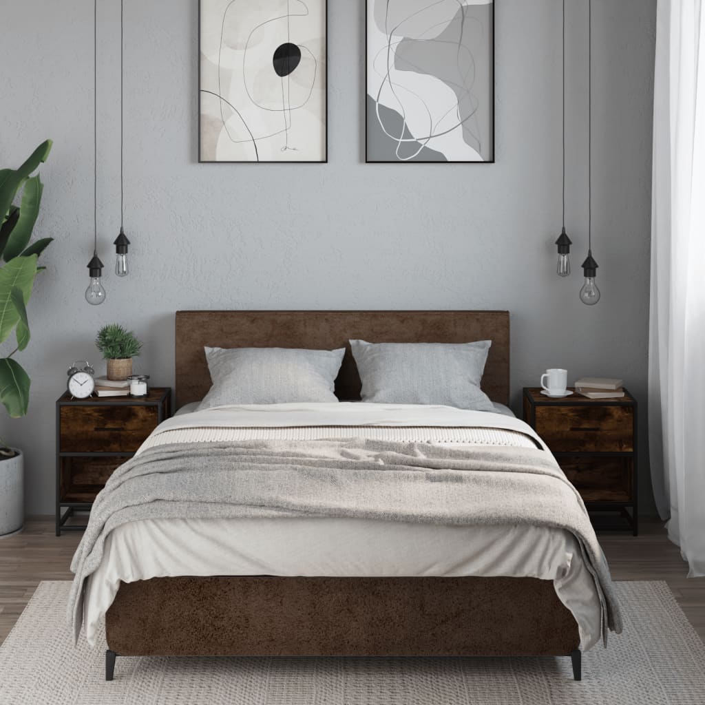 vidaXL Bedside Cabinets 2 pcs Smoked Oak 40x31x50 cm Engineered Wood 3