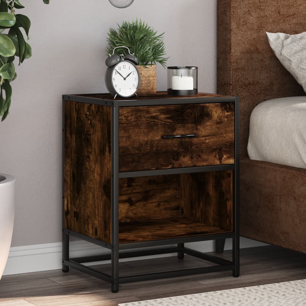 Bedside Cabinet Engineered Wood in Smoked Oak
