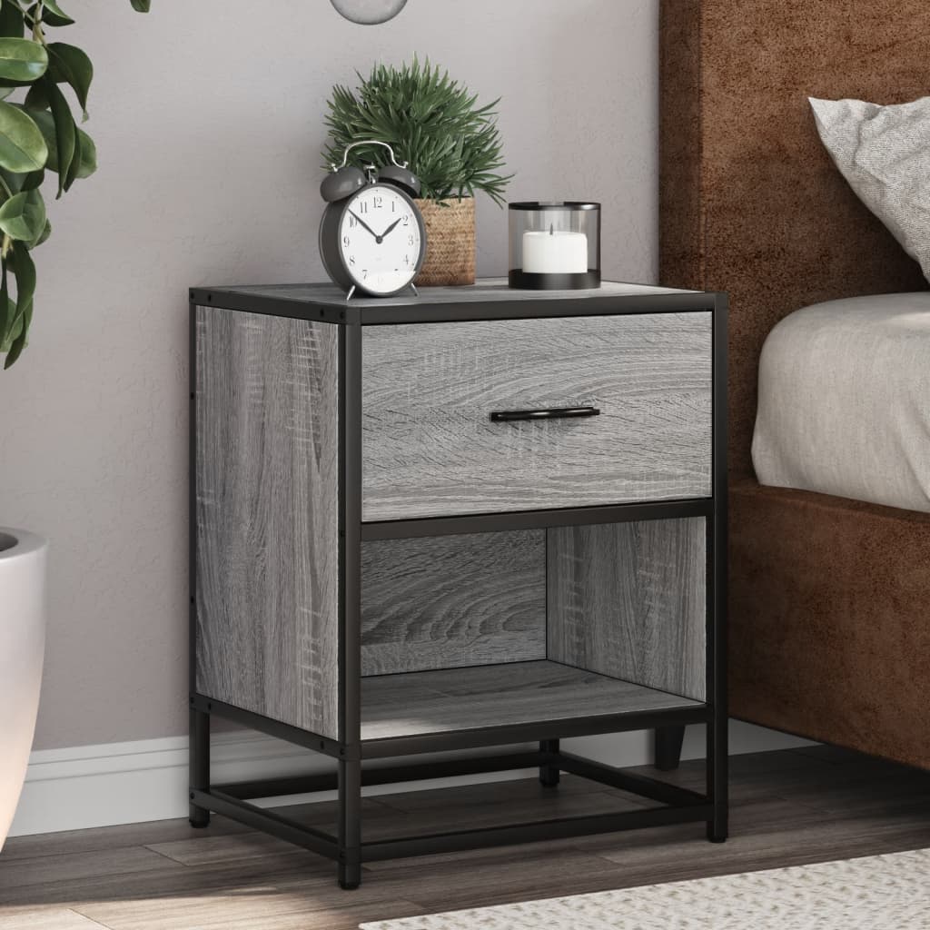 vidaXL Bedside Cabinet Grey Sonoma 40x31x50 cm Engineered Wood 1