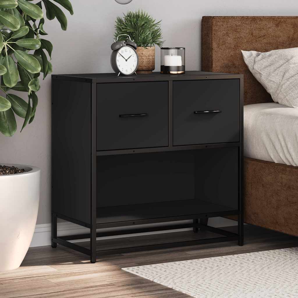 vidaXL Bedside Cabinet Black 60x31x60 cm Engineered Wood and Metal 4