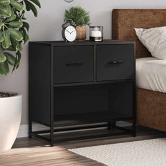 vidaXL Bedside Cabinet Black 60x31x60 cm Engineered Wood and Metal 4