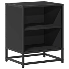 vidaXL Bedside Cabinet Black 40x31x50 cm Engineered Wood and Metal 2