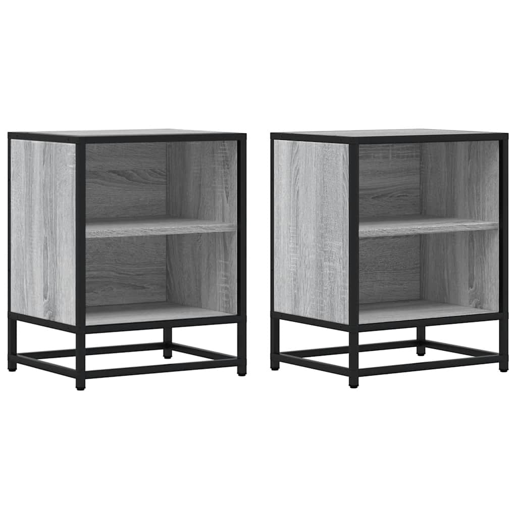 vidaXL Bedside Cabinets 2 pcs Grey Sonoma 40x31x50 cm Engineered Wood and Metal 2