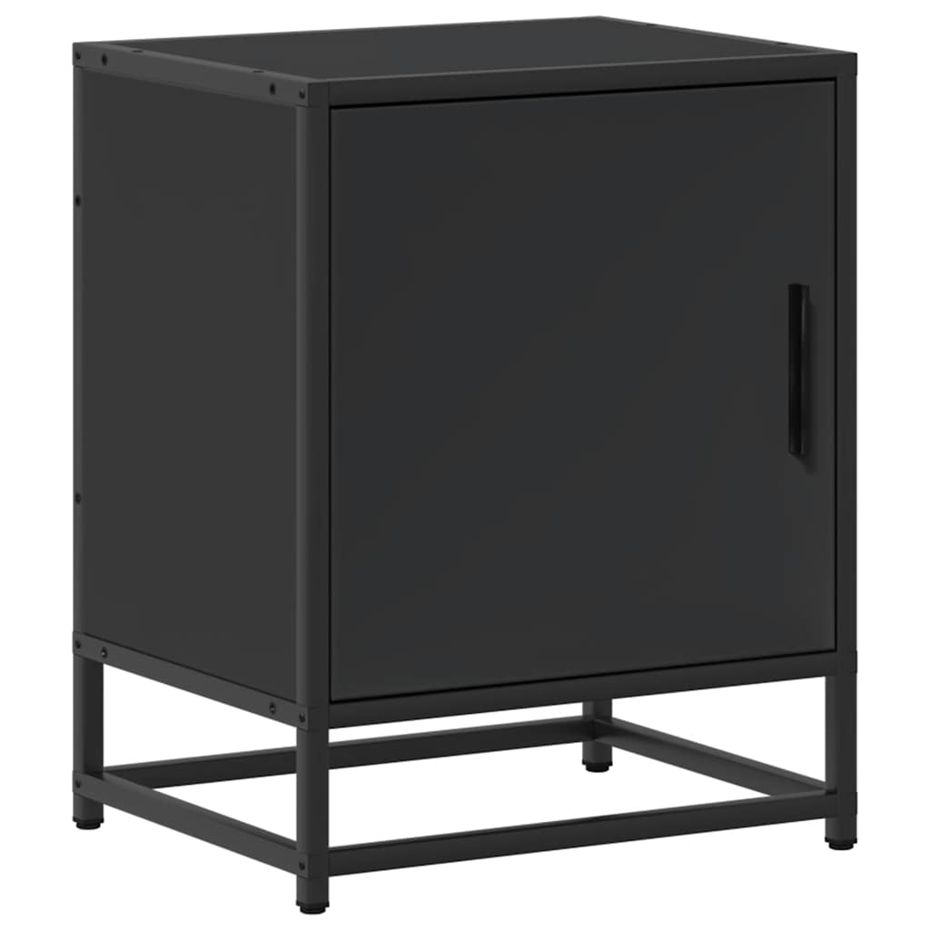vidaXL Bedside Cabinet Black 40x31x50 cm Engineered Wood and Metal 2