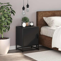 vidaXL Bedside Cabinet Black 40x31x50 cm Engineered Wood and Metal 3