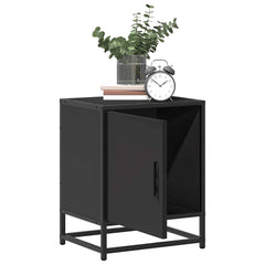 vidaXL Bedside Cabinet Black 40x31x50 cm Engineered Wood and Metal 4