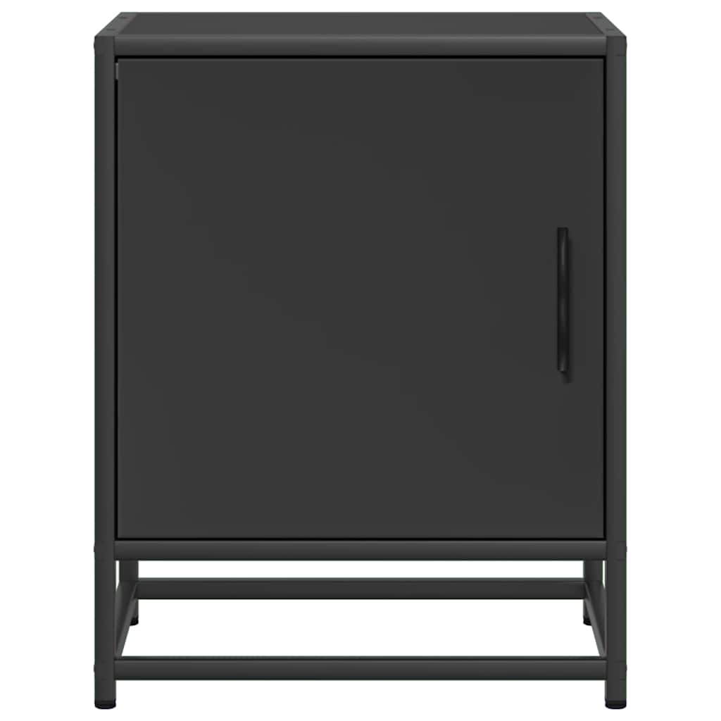 vidaXL Bedside Cabinet Black 40x31x50 cm Engineered Wood and Metal 5