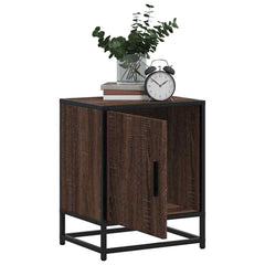 vidaXL Bedside Cabinet Brown Oak 40x31x50 cm Engineered Wood and Metal 4