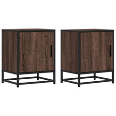 vidaXL Bedside Cabinets 2 pcs Brown Oak 40x31x50 cm Engineered Wood and Metal 2