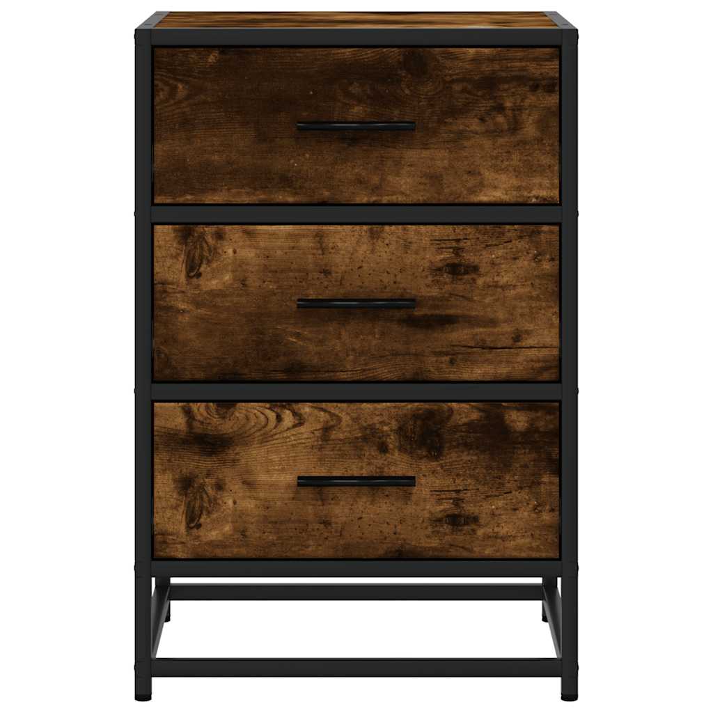vidaXL Bedside Cabinet Smoked Oak 40x34.5x60 cm Engineered Wood and Metal 5