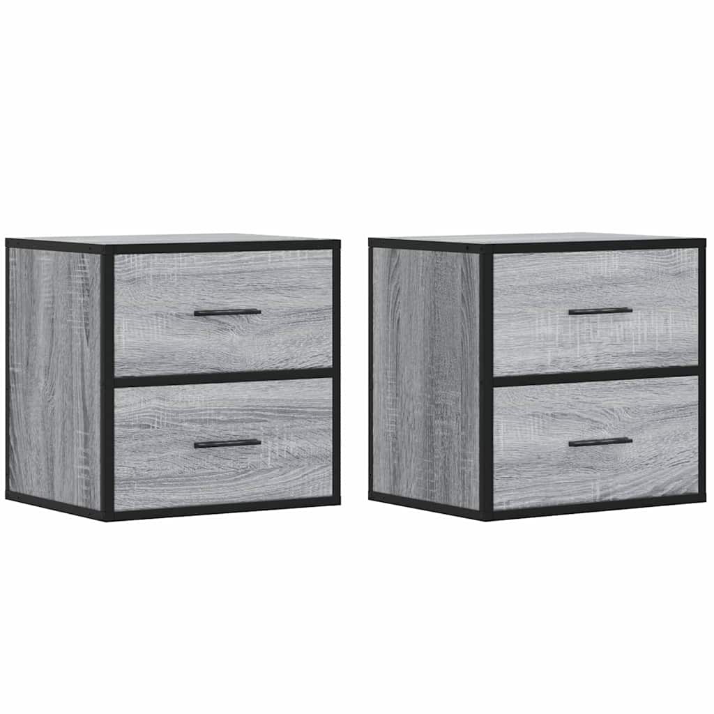 vidaXL Wall-mounted Bedside Cabinets 2 pcs Grey Sonoma 40x31x39.5 cm 2