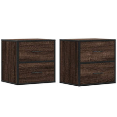vidaXL Wall-mounted Bedside Cabinets 2 pcs Brown Oak 40x31x39.5 cm 2