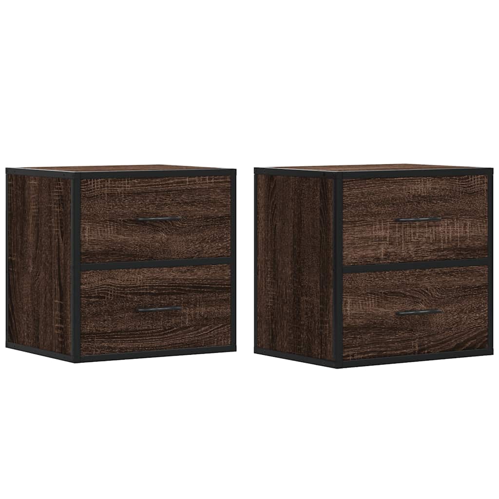 vidaXL Wall-mounted Bedside Cabinets 2 pcs Brown Oak 40x31x39.5 cm 2