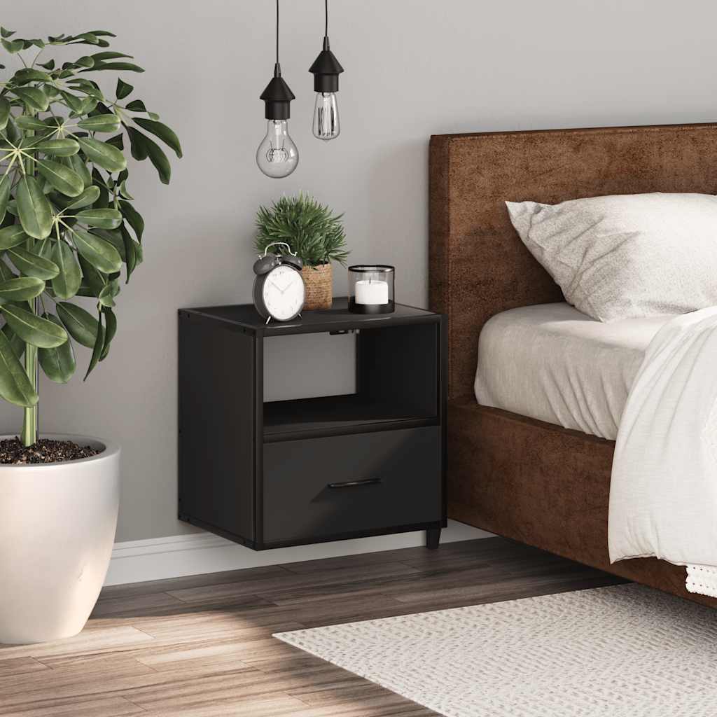 vidaXL Wall-mounted Bedside Cabinet Black 40x31x39.5 cm 3