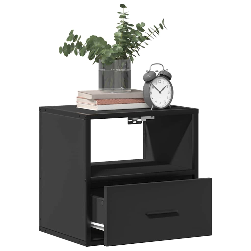 vidaXL Wall-mounted Bedside Cabinets 2 pcs Black 40x31x39.5 cm 4