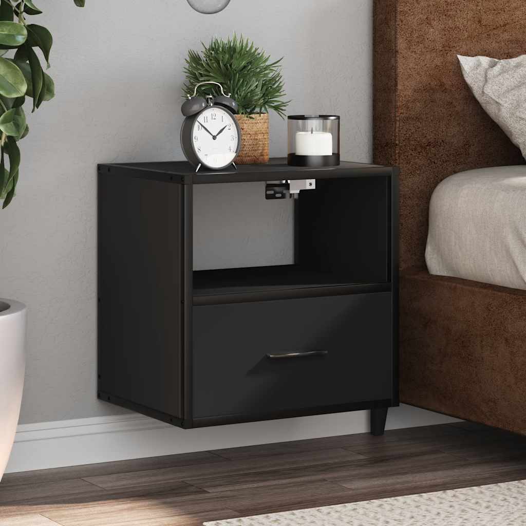 vidaXL Wall-mounted Bedside Cabinets 2 pcs Black 40x31x39.5 cm 1