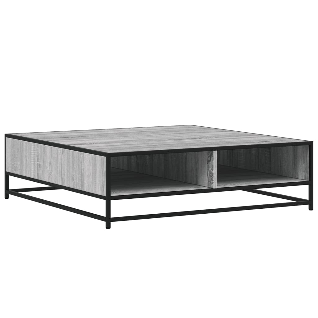 vidaXL Coffee Table Grey Sonoma 100x100x30 cm Engineered Wood and Metal 2