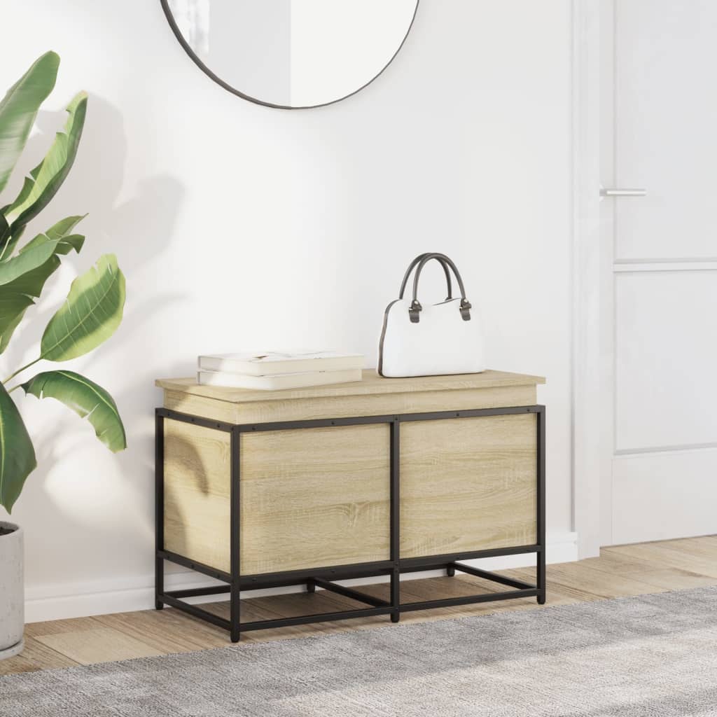 vidaXL Storage Box with Lid Sonoma Oak 80x40x51.5 cm Engineered Wood 3