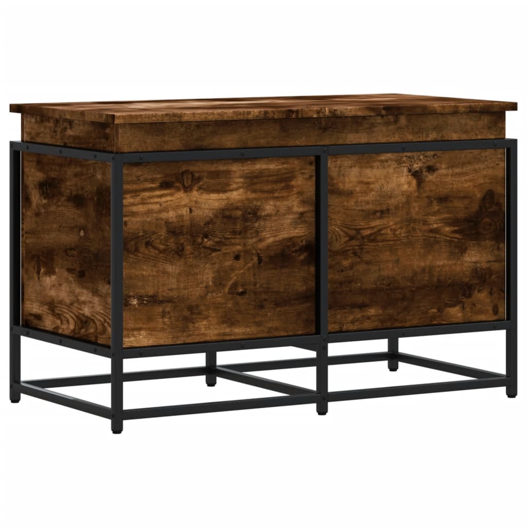 vidaXL Storage Box with Lid Smoked Oak 80x40x51.5 cm Engineered Wood 6