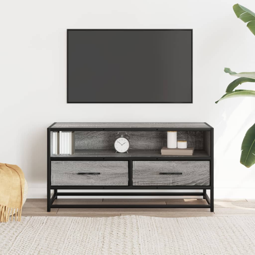 TV Cabinet 80x34,5x40 cm Engineered Wood and Metal Grey sonoma 80 cm