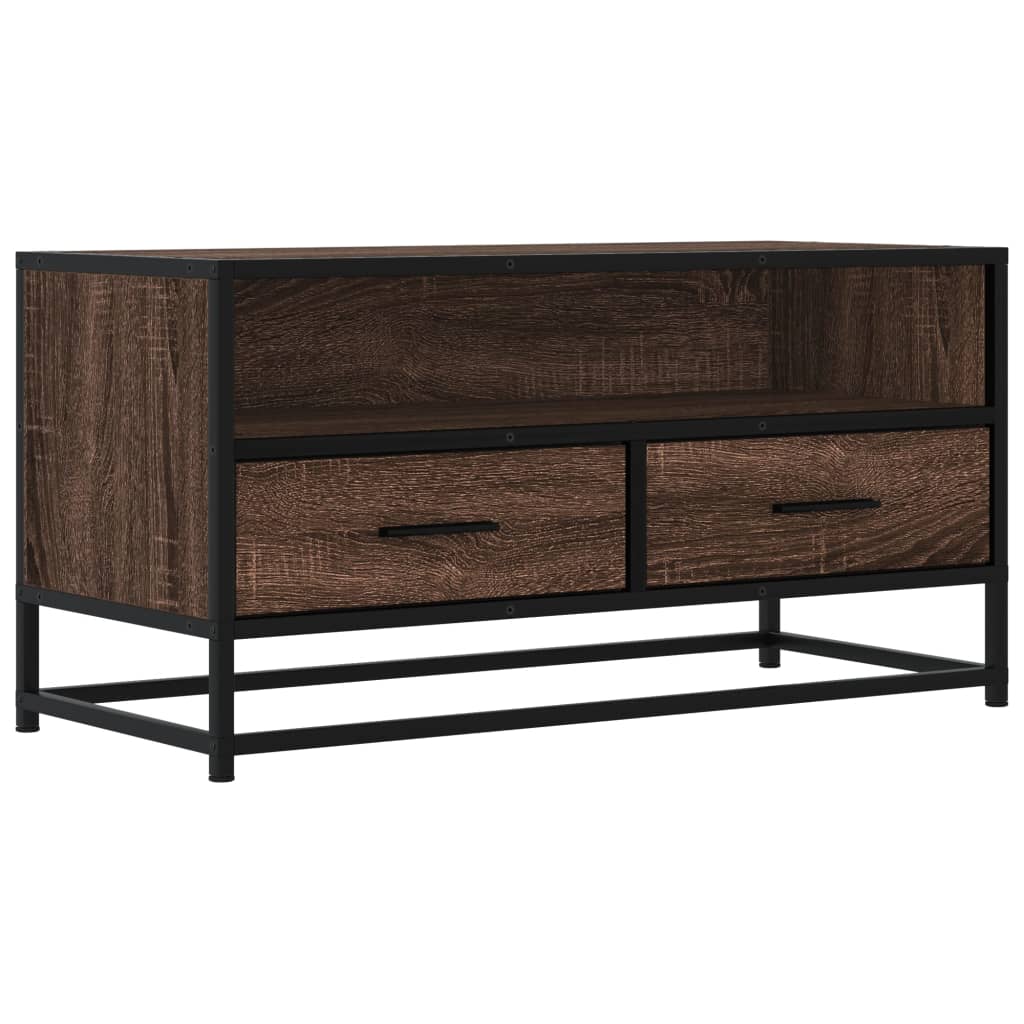 vidaXL TV Cabinet Brown Oak 80x34.5x40 cm Engineered Wood and Metal 2