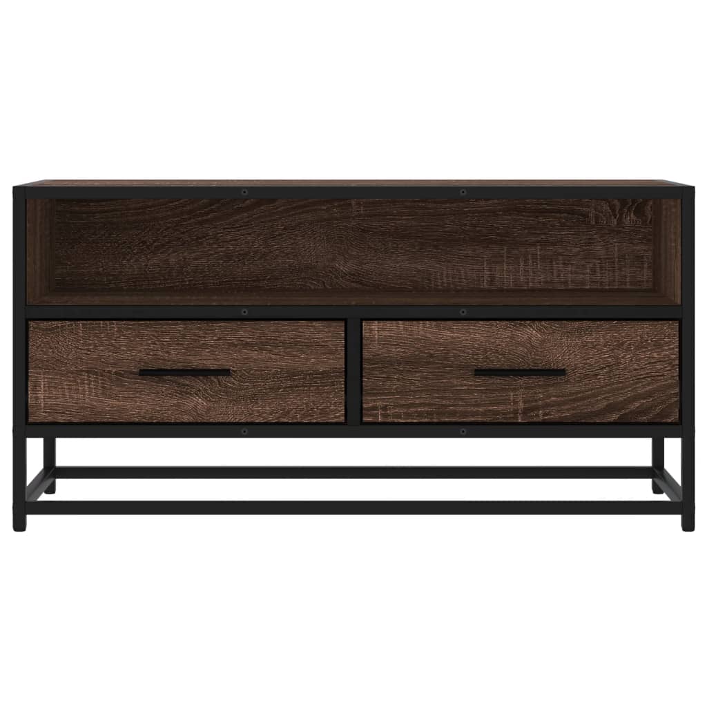vidaXL TV Cabinet Brown Oak 80x34.5x40 cm Engineered Wood and Metal 4