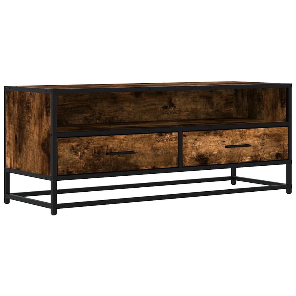 TV Cabinet 80x34,5x40 cm Engineered Wood and Metal Smoked oak 100 cm
