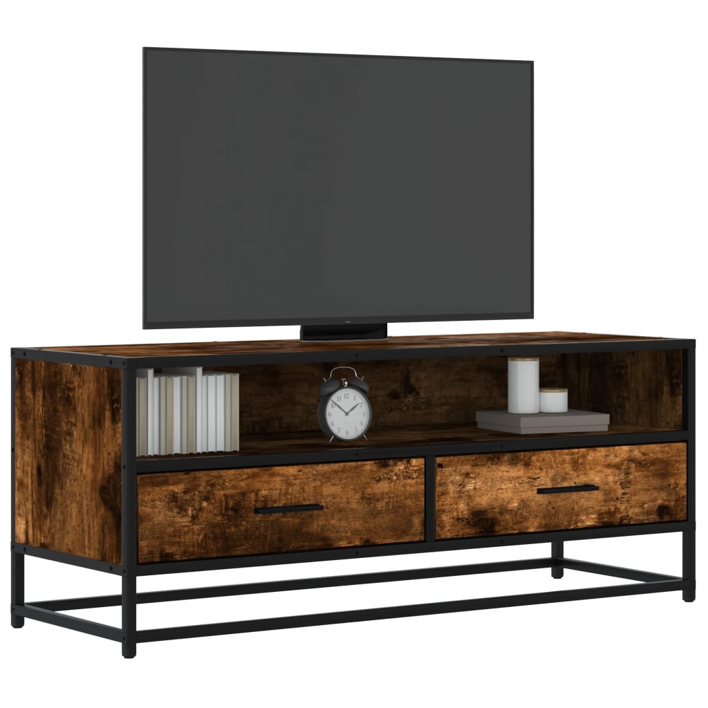 TV Cabinet 80x34,5x40 cm Engineered Wood and Metal Smoked oak 100 cm