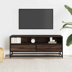 vidaXL TV Cabinet Brown Oak 100x34.5x40 cm Engineered Wood and Metal 3