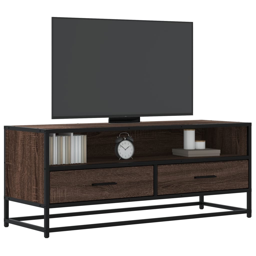 TV Cabinet 80x34,5x40 cm Engineered Wood and Metal Brown oak 100 cm